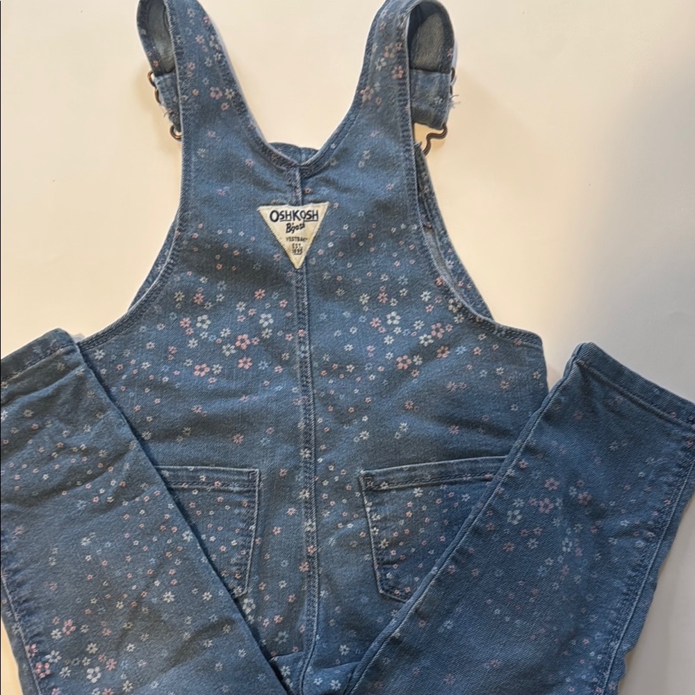 OshKosh B'gosh Blue Floral Overalls Size 2T - Picture 3 of 4